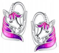 Srebrne kolczyki 925 jednorożce dla dziewczynki dzieci angielskie srebro