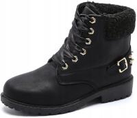HITMARS DZIEWCZĘCE BOTKI CZARNE Z OCIEPLENIEM OZDOBNE 36 1Ż7H