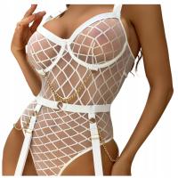 BODY KORONKOWE SIATECZKA BIELIZNA BIAŁE ŁAŃCUSZKI KABARETKA eleganckie
