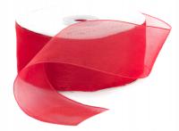 Tasiemka szyfonowa 25 mm CZERWONA organza