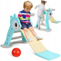 1ZEST NIEBIESKA ZJEŻDŻALNIA Z KOSZEM I STABILNĄ PODSTAWĄ