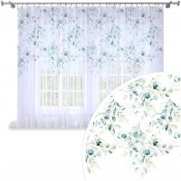 ГОТОВЫЕ ШТОРЫ ВУАЛЬ 300X150 ОКРАШЕННЫЕ УЗОР ДЛЯ ЗУБЧИКОВ ЛЕНТЫ ШТОРЫ ЛИСТЬЯ 073