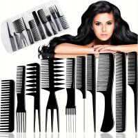 ZESTAW GRZEBIENI WŁOSÓW FRYZJERSKICH GRZEBIEŃ PROFESJONALNE 10 sztuk + Etui