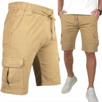 SPODENKI męskie JEANSOWE z 6 KIESZENIAMI krótkie spodnie PAS Z GUMKĄ