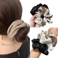 Набор резинок для волос 3 шт элегантные атласные стразы черный белый