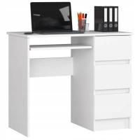 Компьютерный стол a-6 90 см журнальный столик правый 3 ящика 1 полка маленький белый