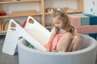 Деревянная горка стульчик 2в1 KiddyMoon SC-002 белый