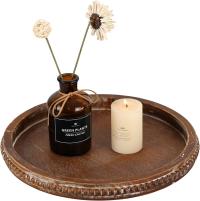 Funly mee Postarzana rustykalna brązowa taca Dekoracyjna taca Ozdobna