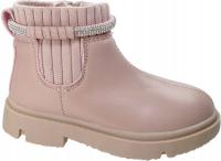 Розовые утепленные элегантные ботильоны для девочек на молнии