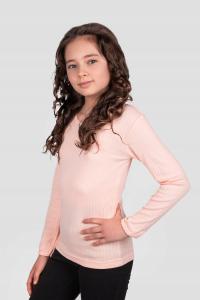 Podkoszulka dziewczęca długi rękaw - łosoś , prążek