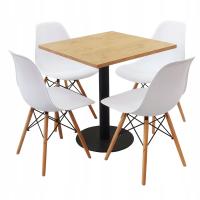 Zestaw stół Kansas podstawa metal 4 krzesła Milano białe