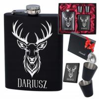 Piersiówka z Kieliszkami + Papierośnica Zestaw Prezentowy Na Święta +Grawer