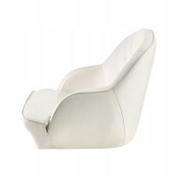 Fotel Do Łodzi Biały Składany Z Niskim Oparciem Ze Skóry PVC Wodoodporny