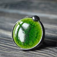 Limonkowy szkliwiony regulowany witrażowy pierścionek