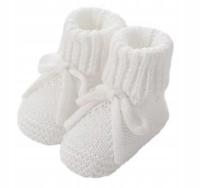 BIAŁE Buciki niemowlęce DO CHRZTU 7cm NA CHRZEST BAWEŁNIANE 0-3 MSCY