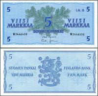 Finlandia - 5 marek 1963 * P106A * stan bankowy UNC