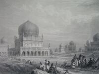 1837 oryginał Grobowce królów Golcondy HAJDARABAD INDIE Azja Telangana