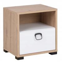 Szafka nocna z szufladą styl nowoczesny dąb + biel