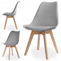 Krzesło Skandynawskie Do Jadalni Salonu Biura Kuchni z Poduszką Dsw Szare