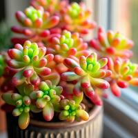 SEDUM rubrotinctum 'AURORA RED' бусинка Красная суккулент розовый