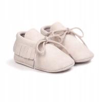 Niechodki buty buciki niemowlęce wizytowe do Chrztu BEŻ 0-6m 10,5cm 16 17