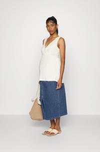 SPÓDNICA JEANSOWA CIĄŻOWA MIDI GRANATOWA FOREVER FIT R. 38