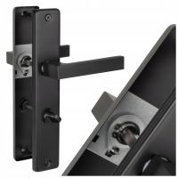 KLAMKA DO DRZWI ŁAZIENKOWYCH ERGO CZARNA DO WC 72mm UNIWERSALNA LEWA PRAWA