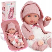 LALKA BOBAS 30CM NOSIDEŁKO FOTELIK KINDERPLAY UBRANKA RÓŻOWE ZESTAW