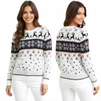 Button & yarn sweter damski biały luźny do pasa