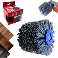 SZCZOTKA DO SATYNIARKI NYLONOWA WALCOWA ŚCIERNICA 120x100 P120 DREWNA METAL