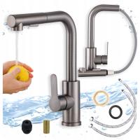 Bateria Kuchenna VICA GUN METAL Wyciągana Elastyczna Wylewka KRAN KUCHENNY