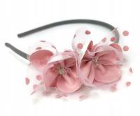 opaska różowa z tiulem dziewczynki lato kwiatki K