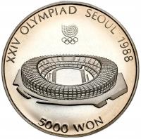 Korea Południowa. 5000 won 1987, stadion olimpijski – SREBRO