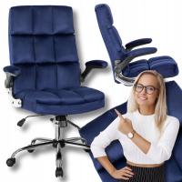 Fotel Biurowy Krzesło Do Biurka Gabinetu Obrotowe Welurowe Granatowy LONDON