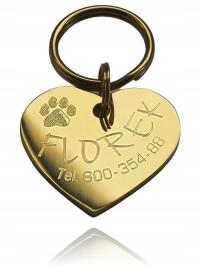 IDENTYFIKATOR ADRESÓWKA Kocio Piesio Serduszko złote srebrne grawer stalowe