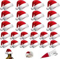 Zestaw 24 Mini Czapeczek Mikołaja Małe I Duże Sztućce Dekoracje Czapka