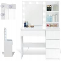 TOALETKA KOSMETYCZNA LUSTREM LED 3-BARWY ELDEN TK006 BIAŁA MDF NOWY MODEL