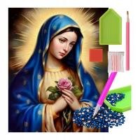 MOZAIKA DIAMENTOWA Haft Diamentowy Diamond Painting MARYJA Z RÓŻĄ 5D