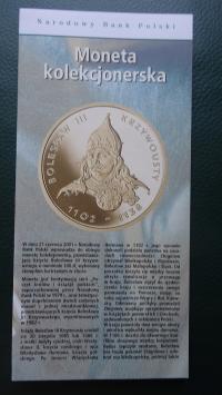 Folder 100 zł 2001,BOLESŁAW KRZYWOUSTY,st.bank.