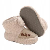 Buciki niechodki zimowe ocieplane z futerkiem beżowe pierwsze 12 cm