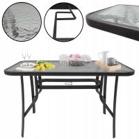 SZKLANY STÓŁ OGRODOWY NA TARAS MAJORKA DUO 150x80 cm 8os CZARNY II GAT