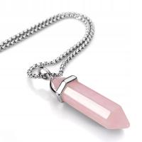 Кулон Кристалл розовый кварц камень ожерелье