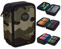 Piórnik szkolny Coolpack 3-komorowy z wyposażeniem 38 el. moro dla chłopaka