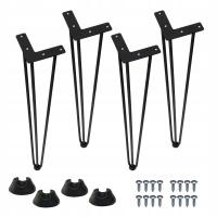 Zestaw nóg Hairpin legs Loft 4 sztuki czarny mat wysokość 71 cm + stopki