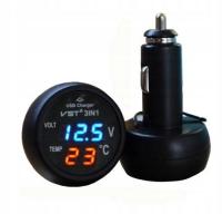 3в1 светодиодный вольтметр термометр автомобильное зарядное устройство