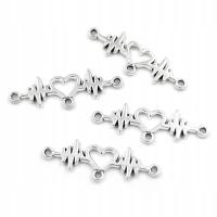 Łącznik Zawieszka Wisiorek do Naszyjnika Bransoletki Rytm Serca Serce 4szt