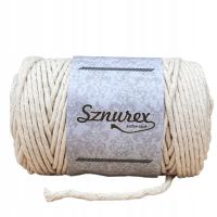 Sznurek bawełniany skręcany NATURALNY 5mm/100mb