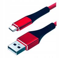 KABEL ŁADOWARKI 1m USB C ładowanie do 3A czerwony