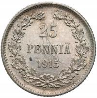 Finlandia. Mikołaj II. 25 pennia 1915 – SREBRO