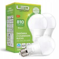 3x Żarówka LED 9W Czujnik Ruchu Zmierzchu ZIMNA